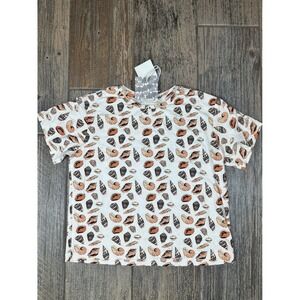 Kate Quinn Girls Size 9-10Y Seashell Print Short‎ Sleeve T-Shirt White